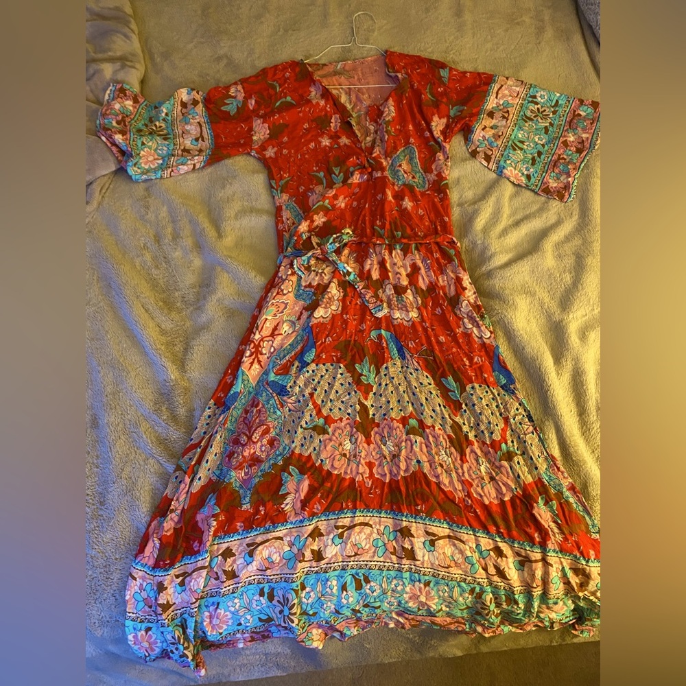 Red and Teal Bohemian Dress 🦚